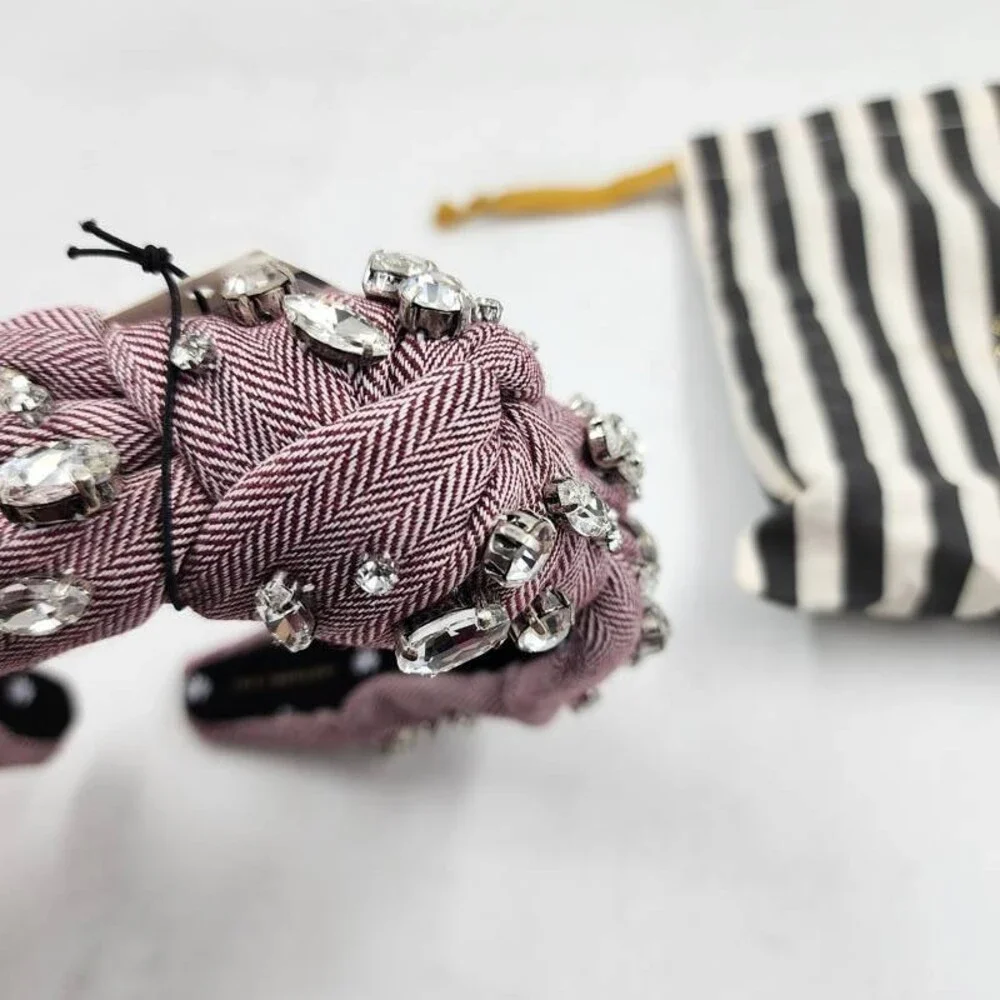 Lele Sadoughi Herringbone Embellished Knotted Headband Women's OS Red/Silver